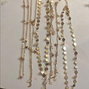 Elegant Gold Star and Moon Necklace Set